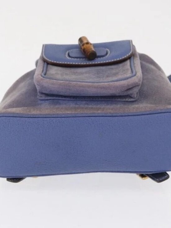 GUCCI Bamboo Backpack Suede Purple Gold 003 main image 16
